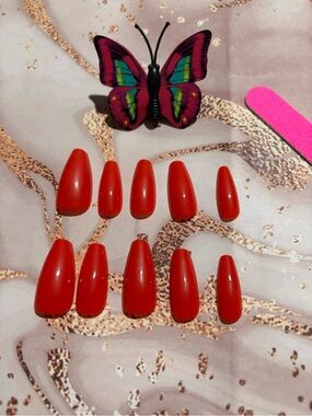 Classic Red Press-On Nails Set - Women Makeup